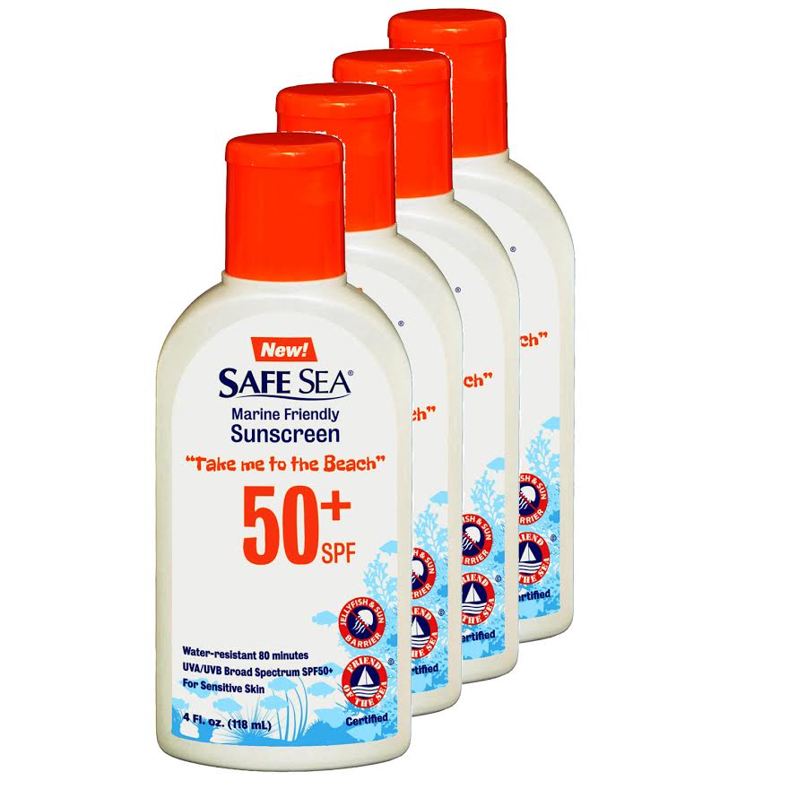 Safe Sea SPF50 Sunscreen Lotion with Sea Lice and Jelly Fish Sting Protection (Pack of 4)