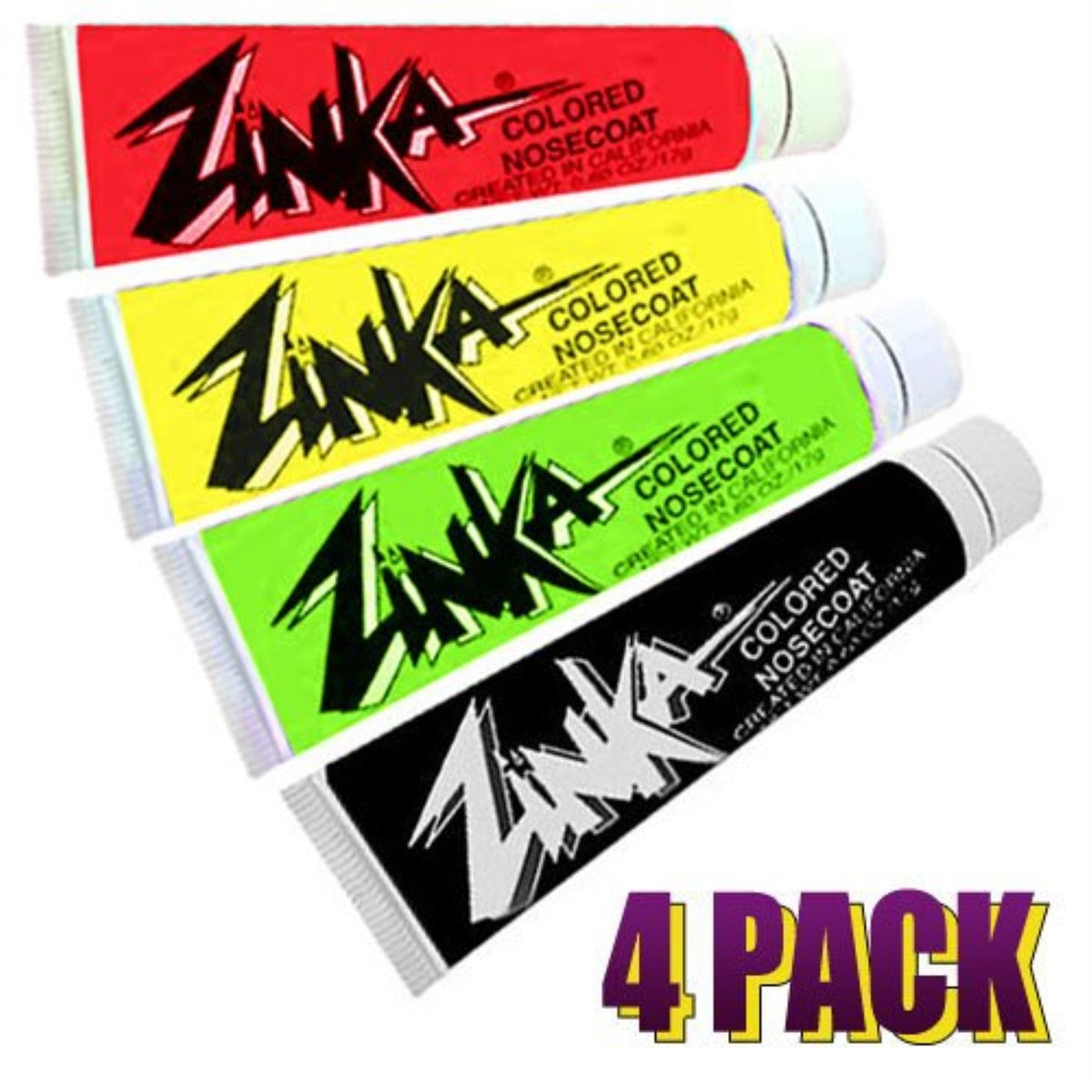 Zinka Sunscreen Colored Sunblock Zinc Waterproof Nosecoat 4 Pack Bundle
