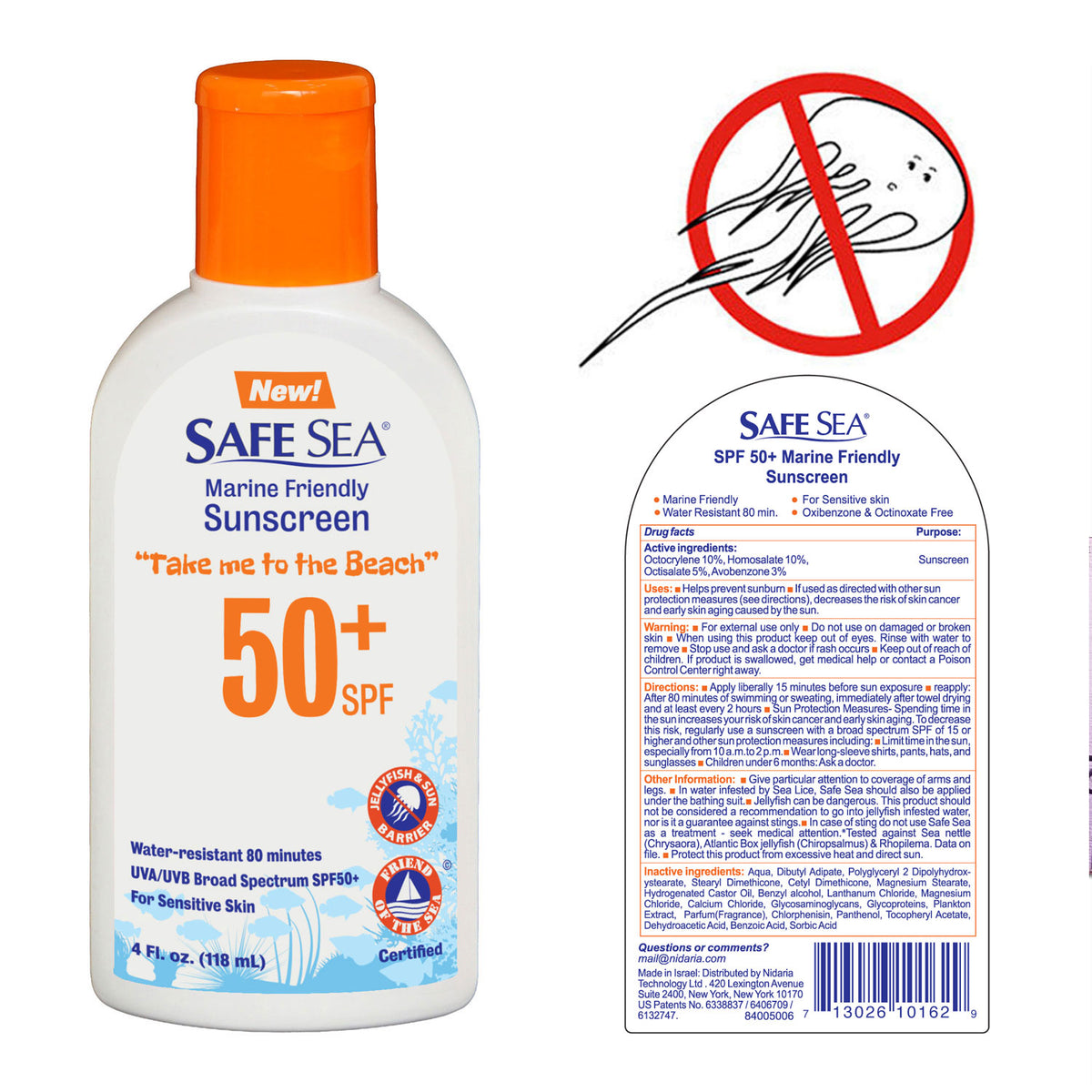 Safe Sea SPF50 Sunscreen Lotion with Sea Lice and Jelly Fish Sting Protection (Pack of 4)
