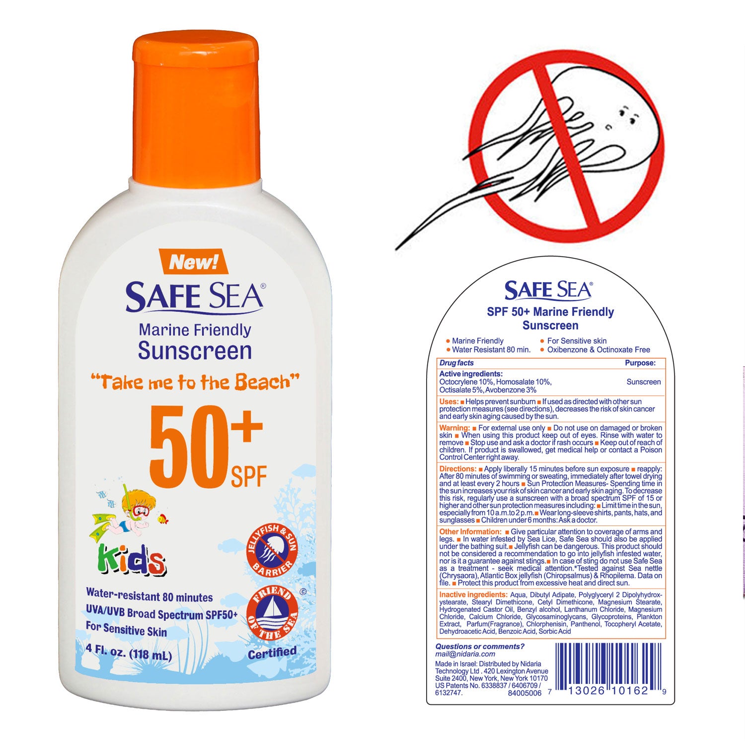 	Safe Sea Kids SPF50 Sunscreen Lotion with Sea Lice and Jelly Fish Sting Protection (Pack of 4)