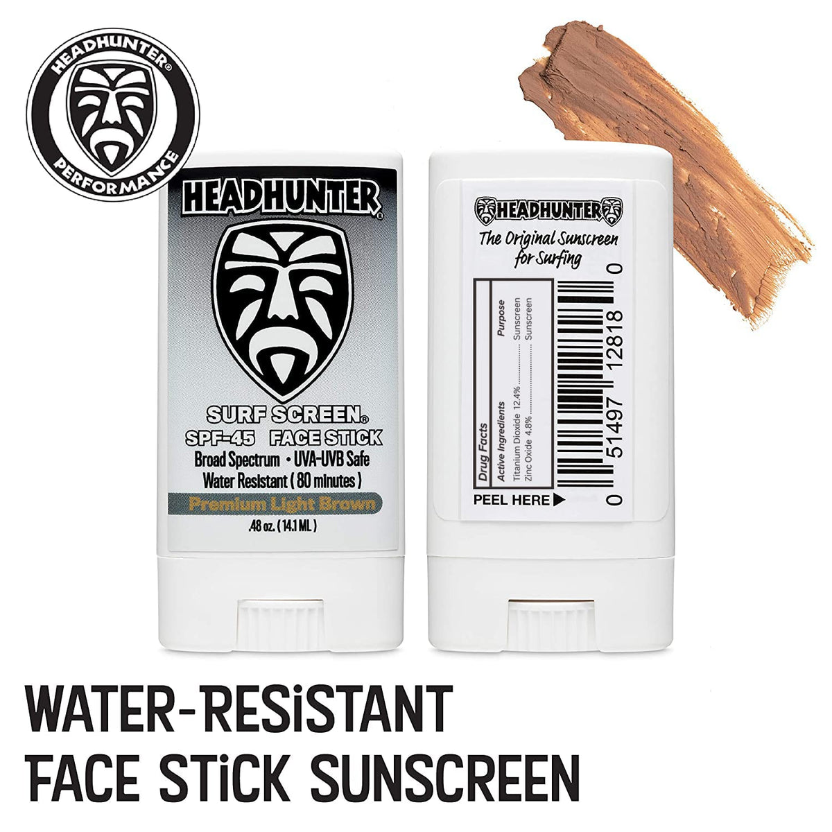 Headhunter SPF 45 Mineral Face Stick - Light Brown
