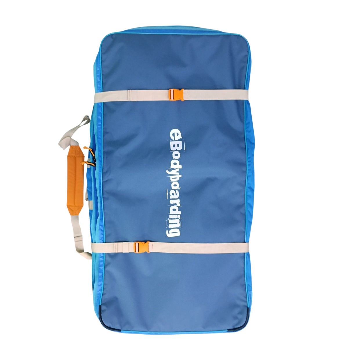 eBodyboarding Rolling Coffin travel bodyboard bag in Blue/Light Blue, front view