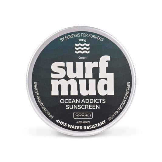 Australian Surfmud Sunscreen SPF 30 for Ocean Addicts, Water-Resistant, 100g
