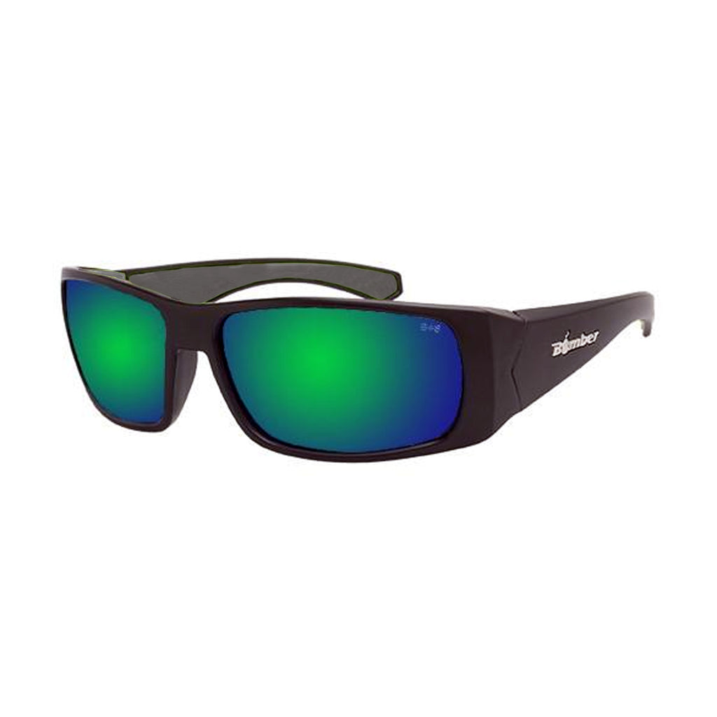 Bomber Sunglasses - Mega Bomb Matte Black Frm / Green Mirror Pc Safety Lens / Grey Foam