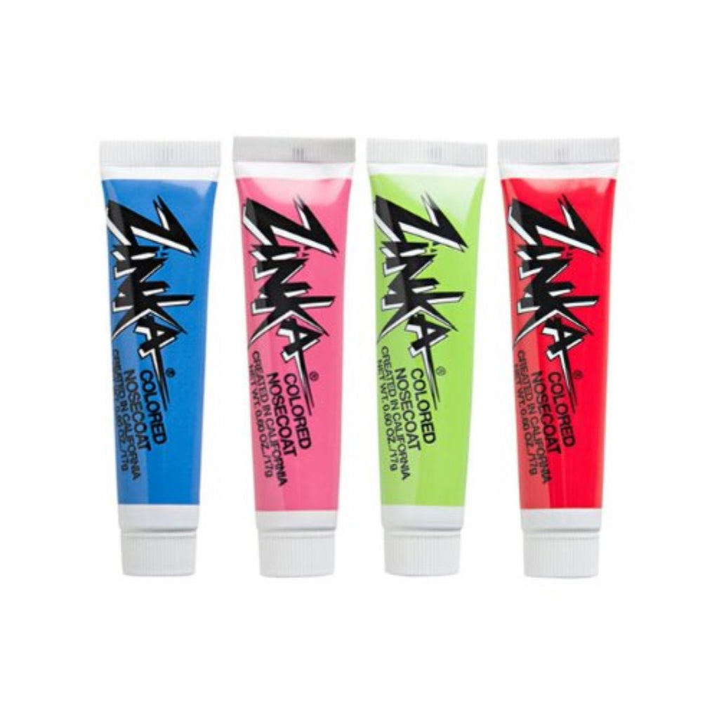 Zinka Sunscreen Colored Sunblock Zinc Waterproof Nosecoat 4 Pack Bundle .6oz Tube - Blue/ Pink/ Green/ Red