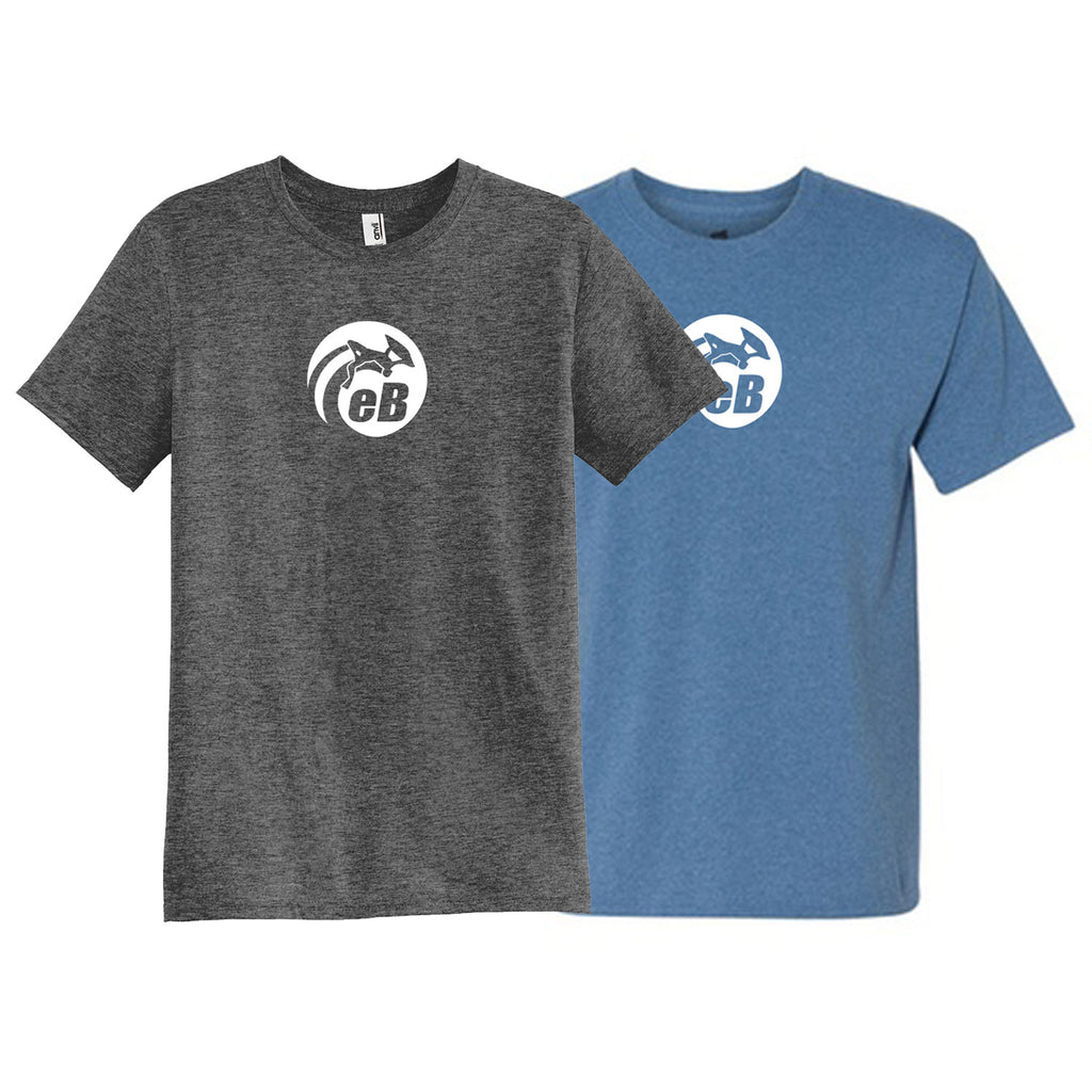 EB Crewneck T-Shirt - Blue Heather Circle Logo