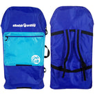 eBodyboarding Kids Sack bodyboard bag in blue with light blue front pocket, front and back views