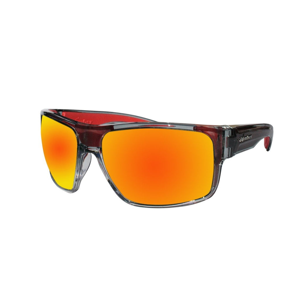 Bomber Sunglasses - Mana Bomb 2 Tn Crystal Smk Frm / Red Mirror Pc Safety Lens / Red Foam