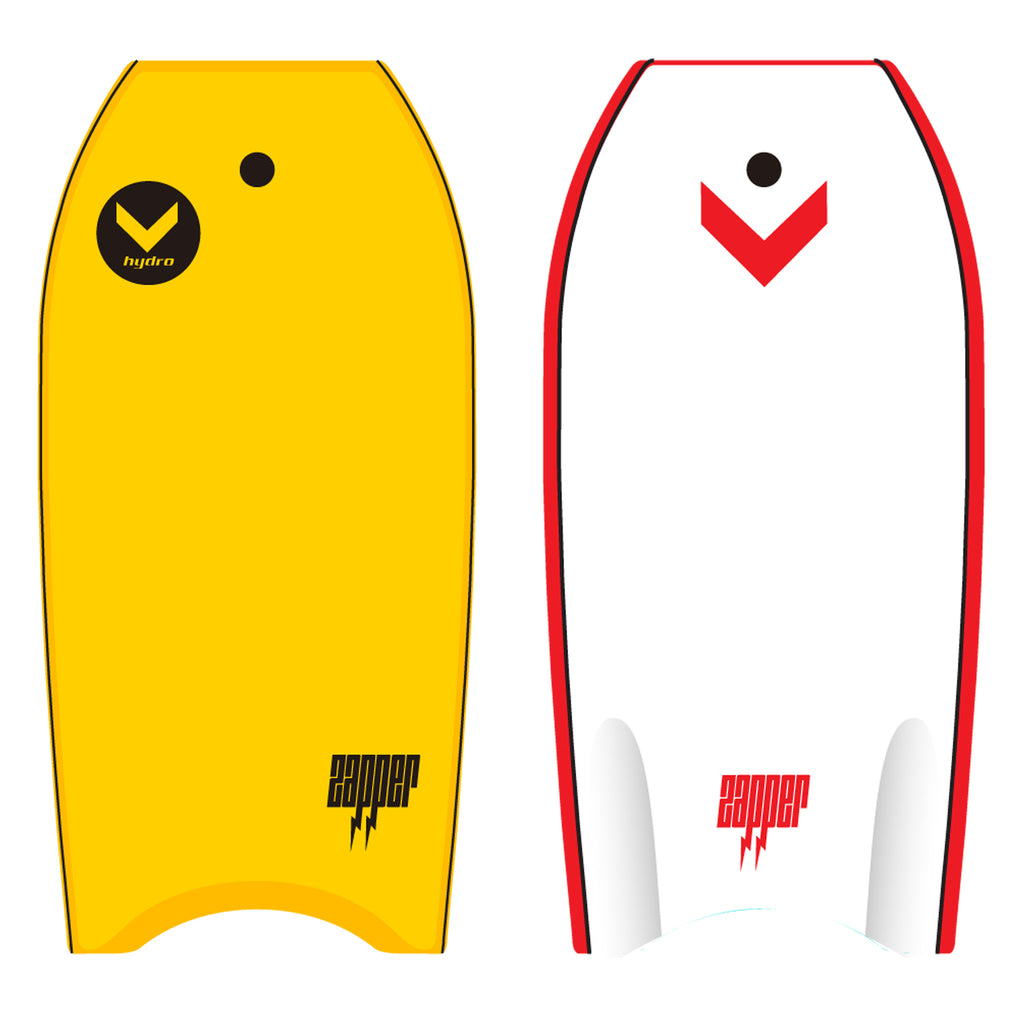 Hydro Zapper 42 Bodyboard - Yellow Deck, Red Rails, White Bottom