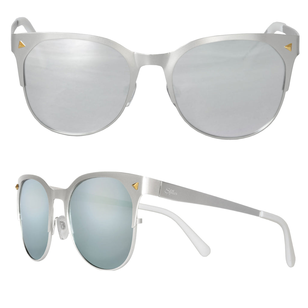 Seaspecs Sunglasses - Glacier Matte Silver Frame With Silver Mirrored Polarized Lenses