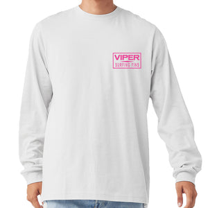 Viper Swimfins Pink Logo Long Sleeve T-Shirt - White/Pink