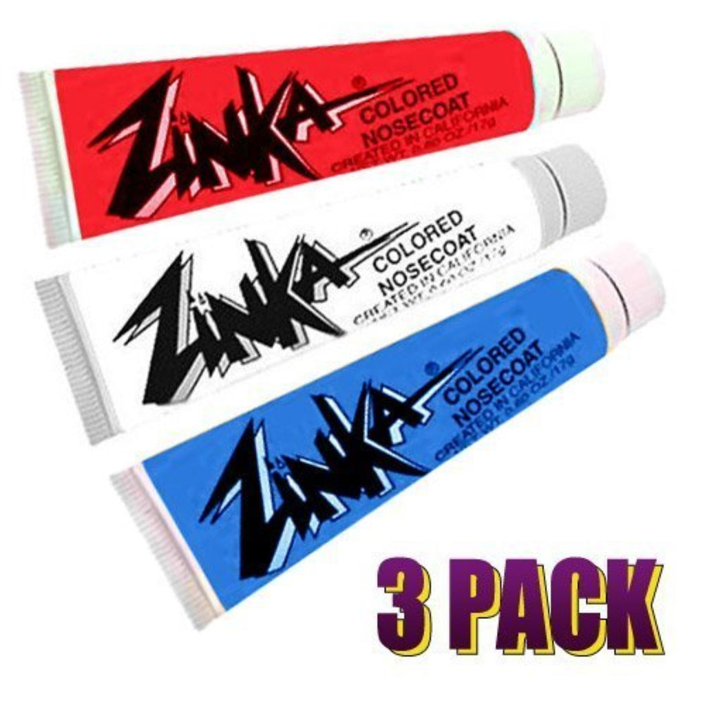 Zinka Sunscreen Colored Sunblock Zinc Waterproof Nosecoat 3 Pack Bundle - Red White Blue